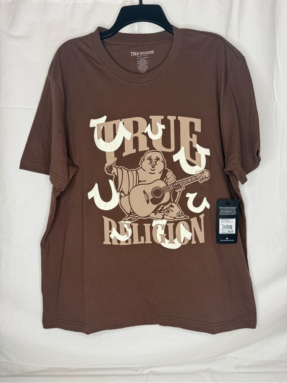 True Religion Brown Short-Sleeve Graphic Tee with Cream Logo